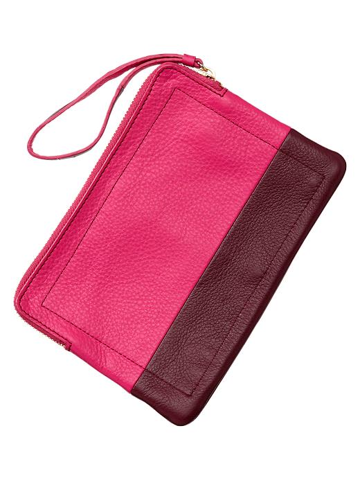 View large product image 1 of 1. Two-tone leather pouch
