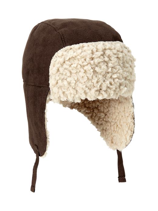 1 of 8 showing, with the color dark brown of product Shearling trapper hat