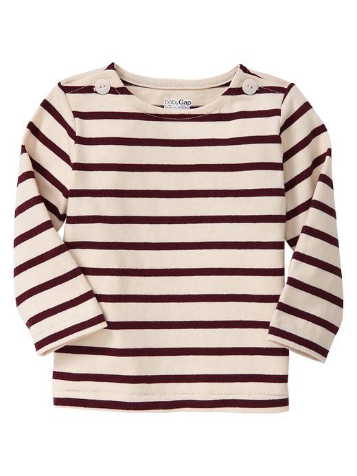 1 of 8 showing, with the color ruby wine of product Stripe boatneck top