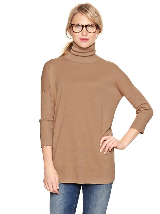 1 of 8 showing, with the color cashew crunch of product Boxy turtleneck sweater