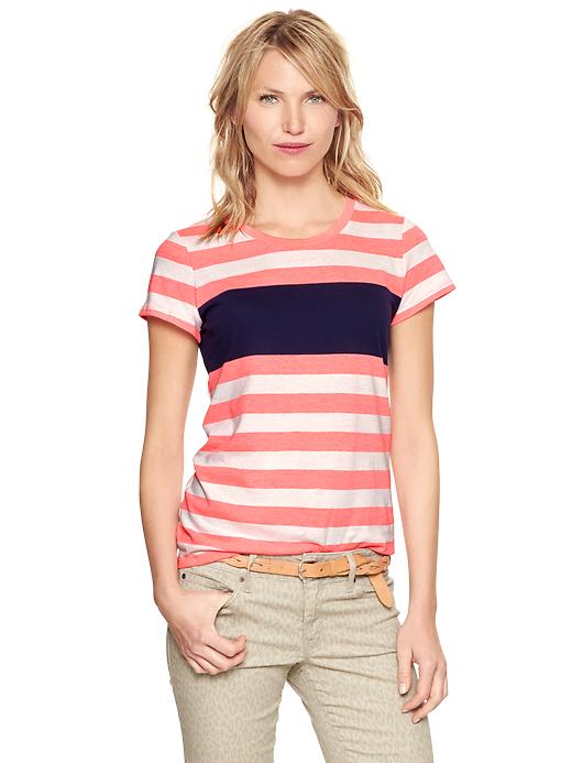 1 of 8 showing, with the color pink stripe of product Essential colorblock short-sleeve T