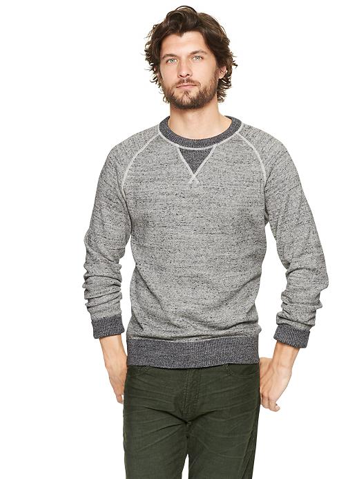 1 of 8 showing, with the color light gray heather of product Heathered Crew Sweater