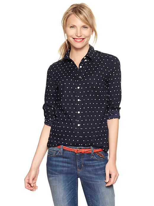 1 of 8 showing, with the color blue of product Shrunken boyfriend printed shirt