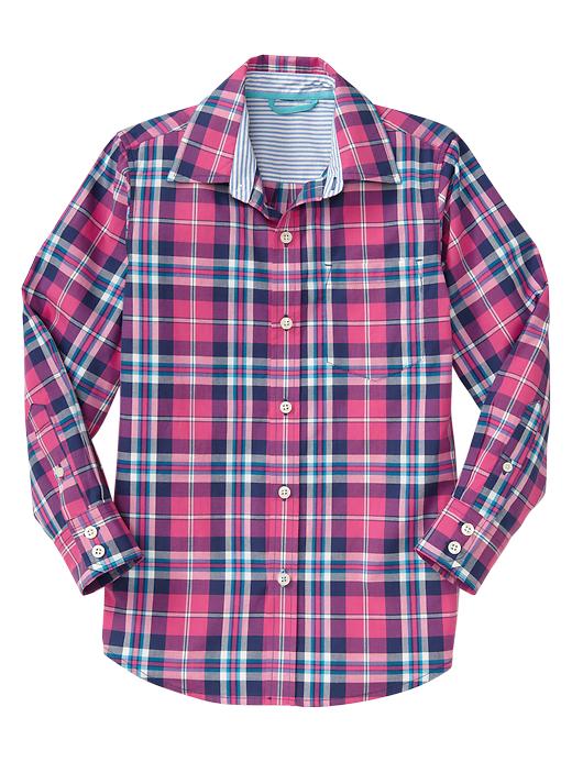 1 of 8 showing, with the color pink plaid of product Plaid pocket shirt