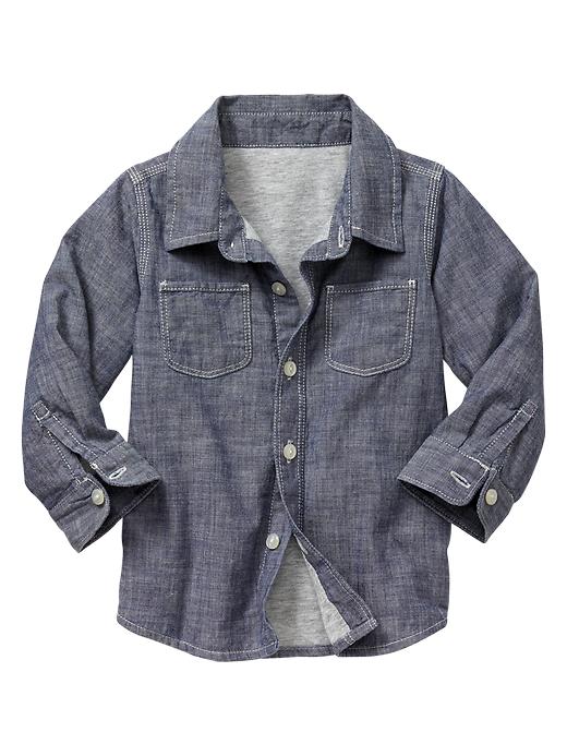 View large product image 1 of 1. Lined chambray shirt