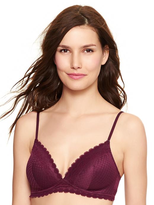 1 of 8 showing, with the color secret plum of product Dot lace wireless bra