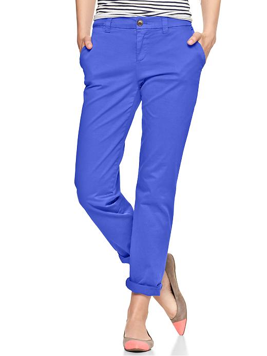 1 of 8 showing, with the color neon deep blue of product Broken-in straight khakis