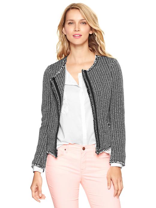 1 of 8 showing, with the color black tweed of product Raw-edge tweed jacket