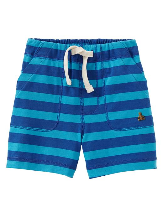 1 of 8 showing, with the color cyan blue of product Striped knit pocket shorts