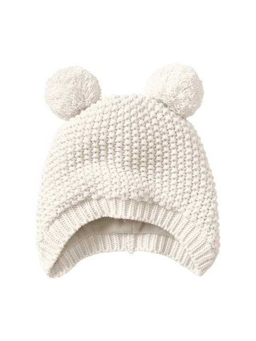 View large product image 1 of 1. Bear pom-pom hat
