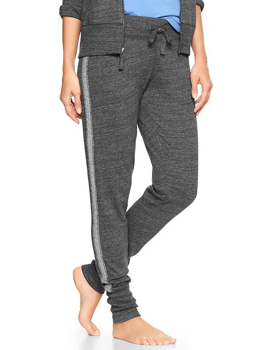 1 of 8 showing, with the color charcoal heather of product Terry drawstring leggings