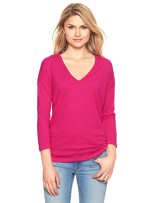 1 of 8 showing, with the color pomegranate juice of product Slub three-quarter sleeve tee