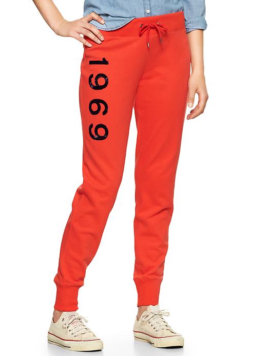 1 of 8 showing, with the color fiery red of product Terry 1969 logo skinny sweatpants