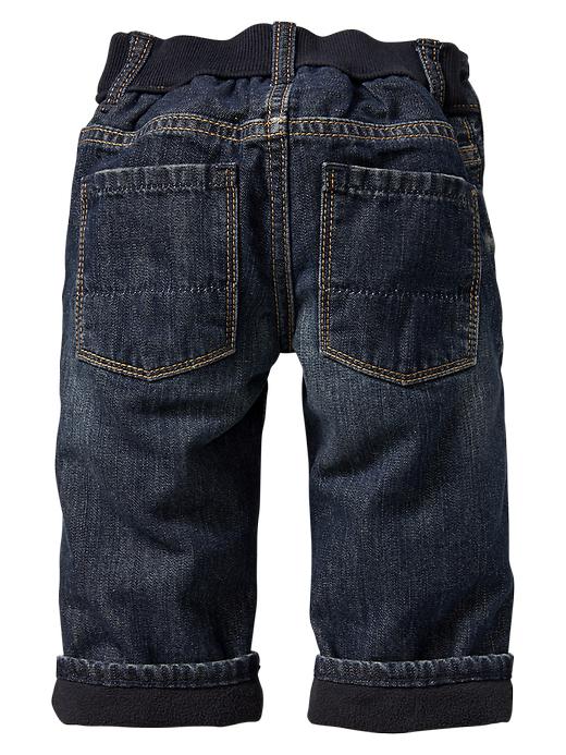 2 of 8 showing, with the color blue denim of product Fleece-lined loose jeans