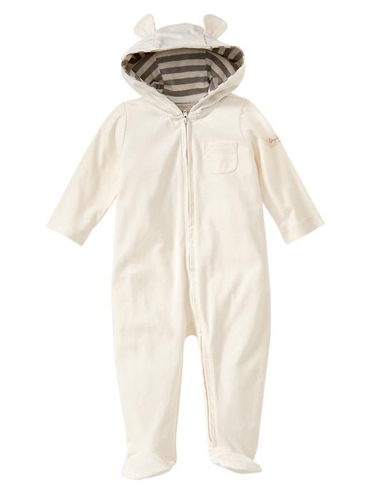 1 of 8 showing, with the color ivory frost of product Organic bear footed one-piece