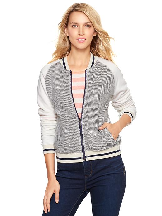 1 of 8 showing, with the color heather gray of product Textural bomber jacket