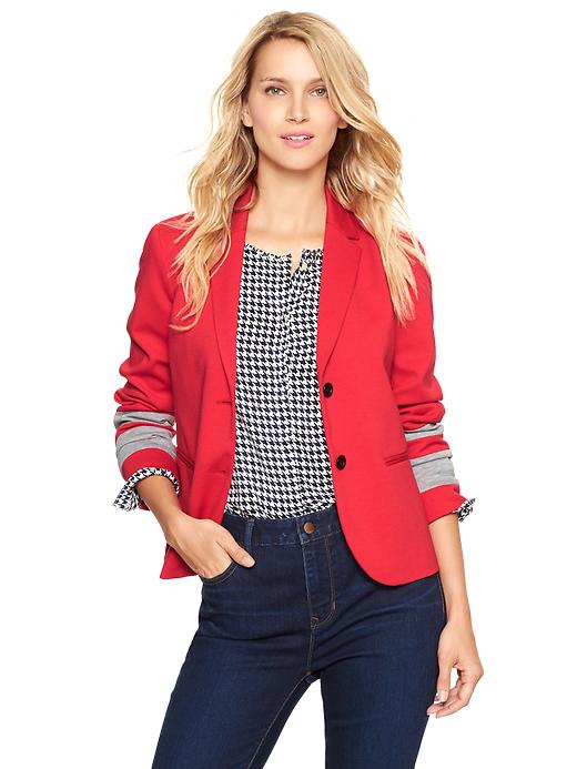 View large product image 1 of 1. Colorblock-sleeve academy blazer