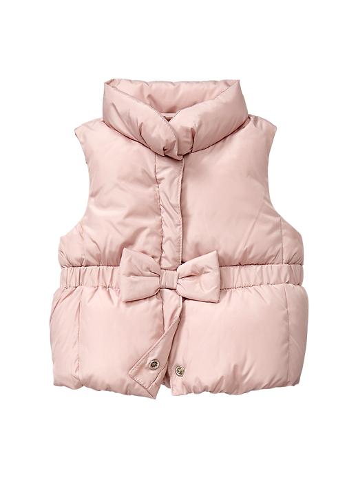 1 of 8 showing, with the color dull rose of product Bow puffer vest