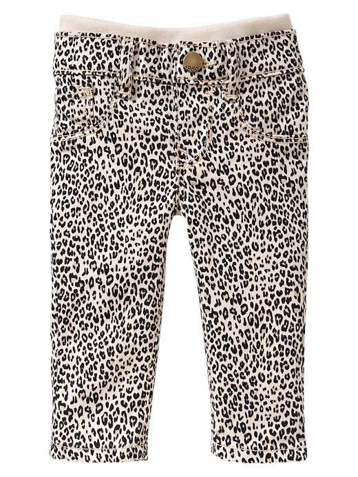 View large product image 1 of 2. Leopard knit-waist skinny jeans