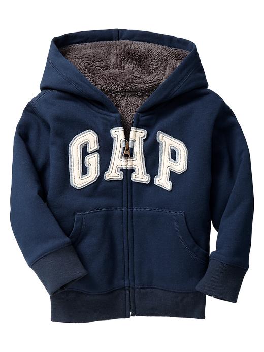 1 of 8 showing, with the color blue galaxy of product Toddler Sherpa-Lined Arch Logo Hoodie