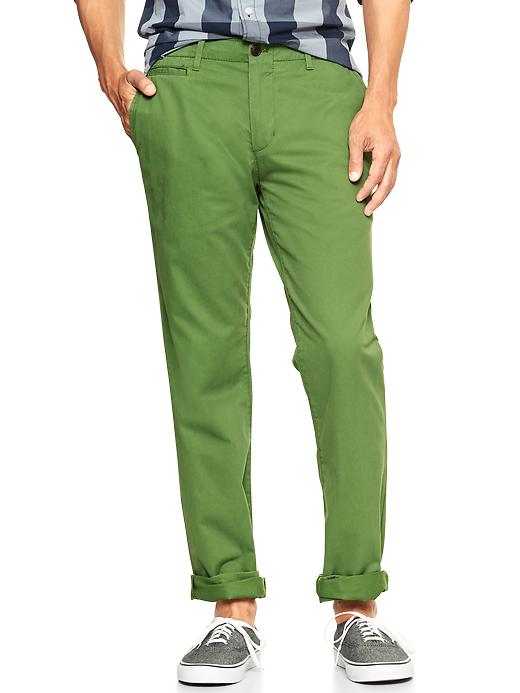1 of 8 showing, with the color new grass green of product Lived-in slim khaki