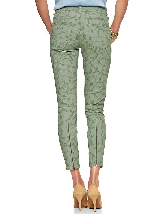 2 of 8 showing, with the color green floral of product 1969 floral ankle-zip legging skimmer jeans