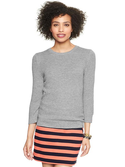 1 of 8 showing, with the color light gray heather of product Tuck-stitch sweater