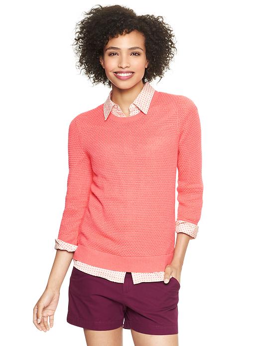 1 of 8 showing, with the color pink reef of product Tuck-stitch sweater