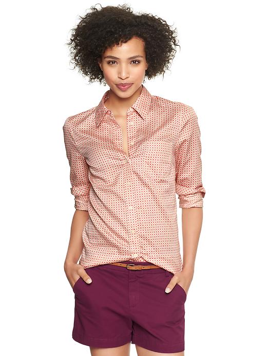 1 of 8 showing, with the color sunset glow of product Fitted boyfriend print shirt