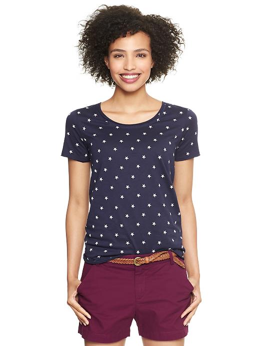 1 of 8 showing, with the color white star of product Printed raw-edge slub T