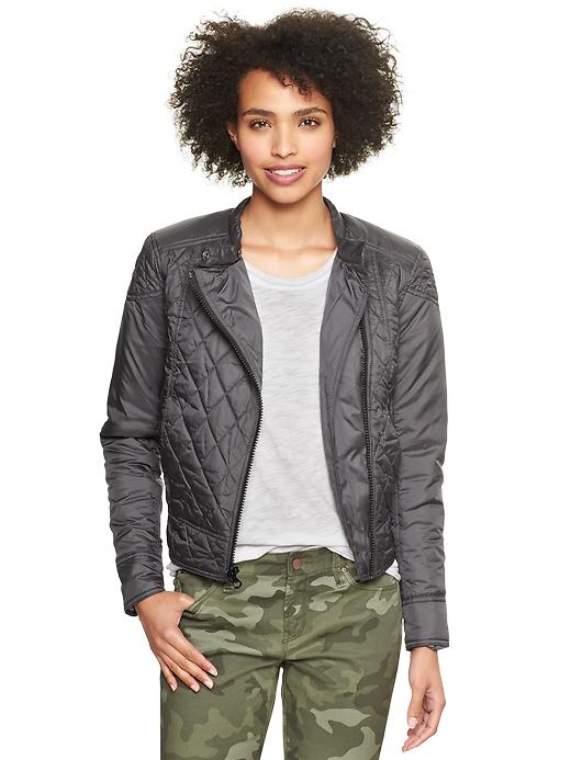 Image number 1 showing, Quilted moto puffer