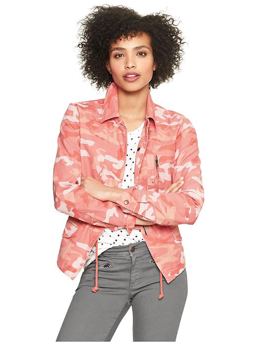 1 of 8 showing, with the color pink camo of product Printed utility jacket