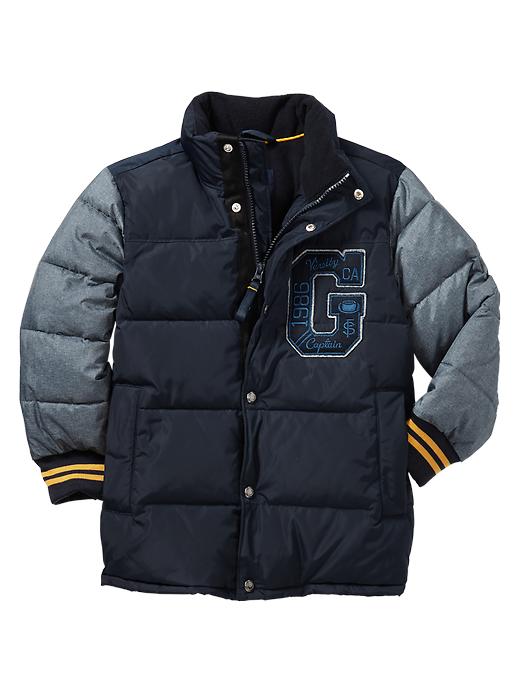 1 of 8 showing, with the color blue galaxy of product Varsity puffer