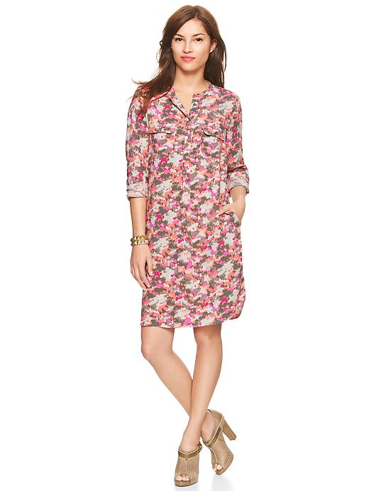 1 of 8 showing, with the color pink multi of product Camo camp dress