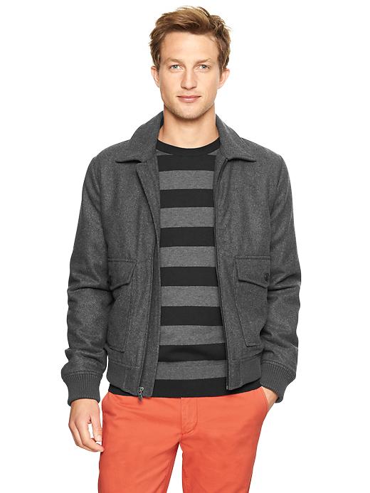 1 of 8 showing, with the color heather grey of product Wool bomber jacket