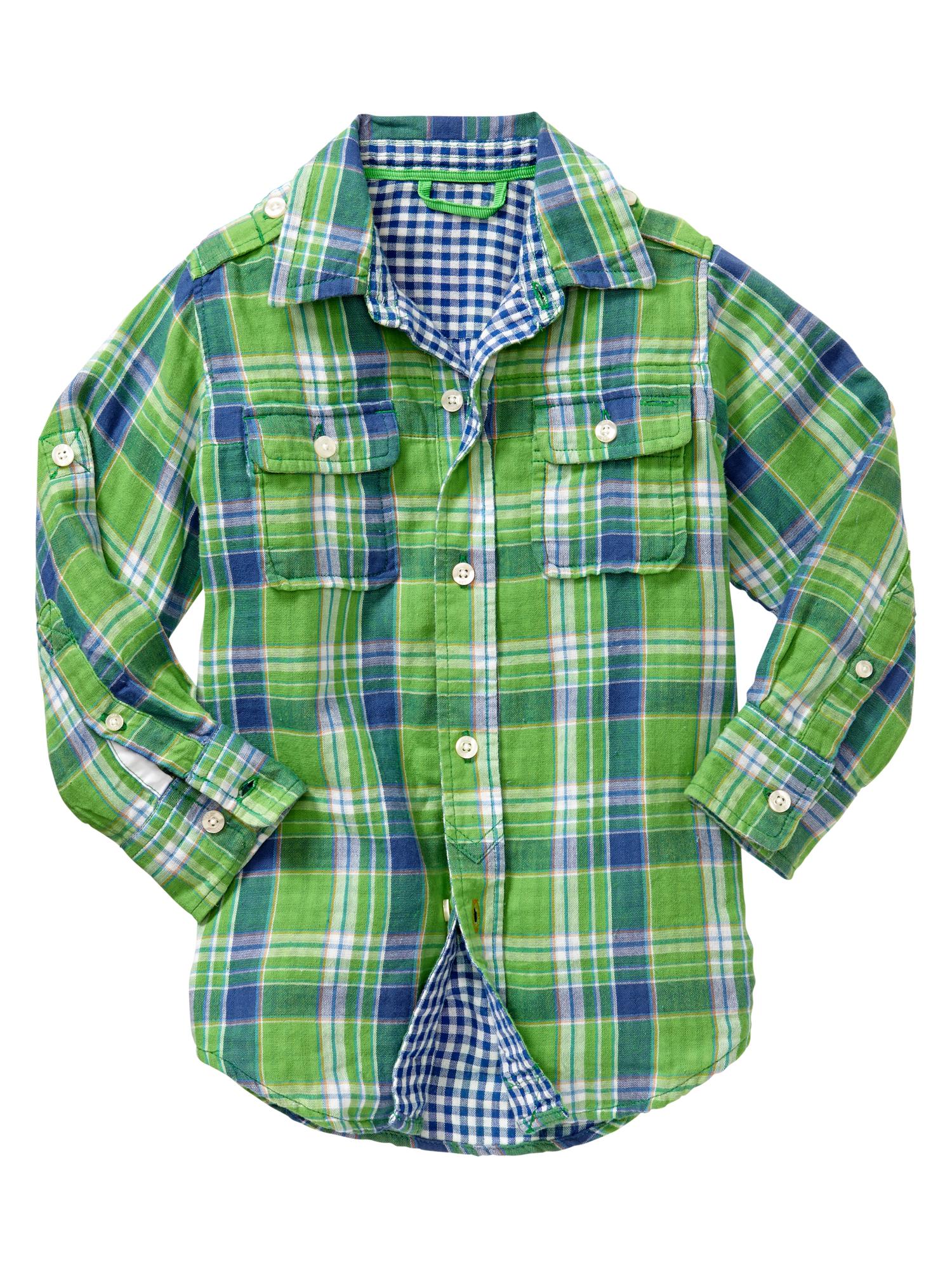 Convertible green plaid shirt | Gap
