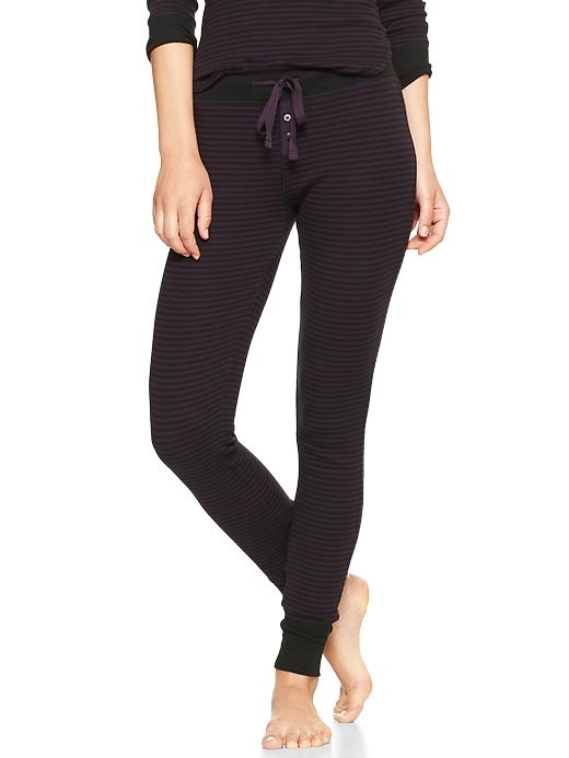 1 of 8 showing, with the color purple stripe of product Ribbed stripe leggings