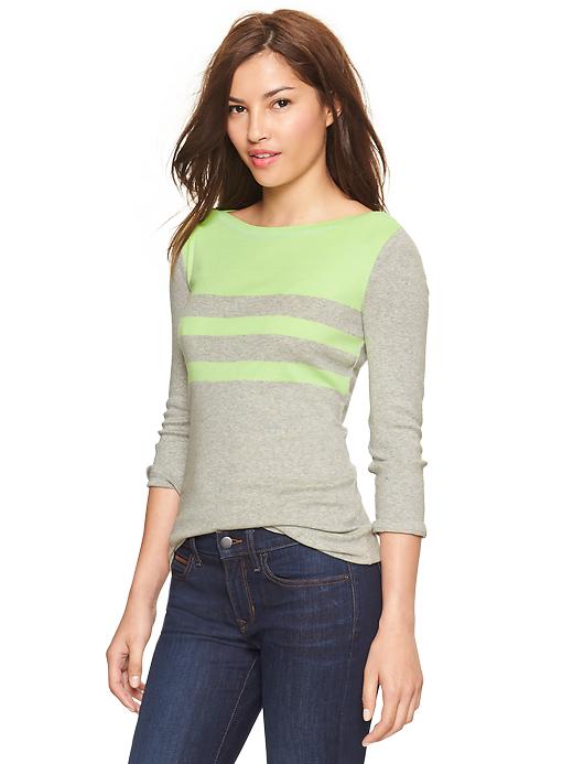 1 of 8 showing, with the color lime green of product Supersoft stripe envelope-neck tee