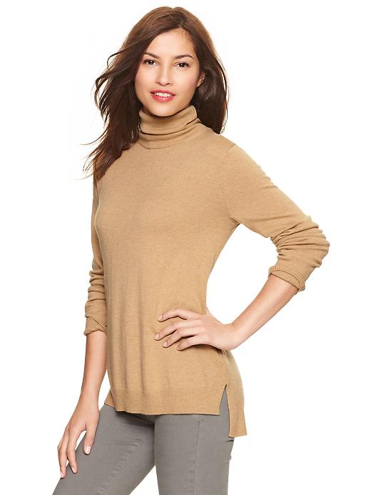 1 of 8 showing, with the color novelty cashew crunch of product Eversoft turtleneck sweater