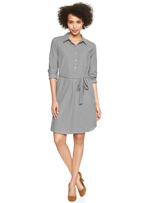 1 of 8 showing, with the color gray of product Flannel shirtdress