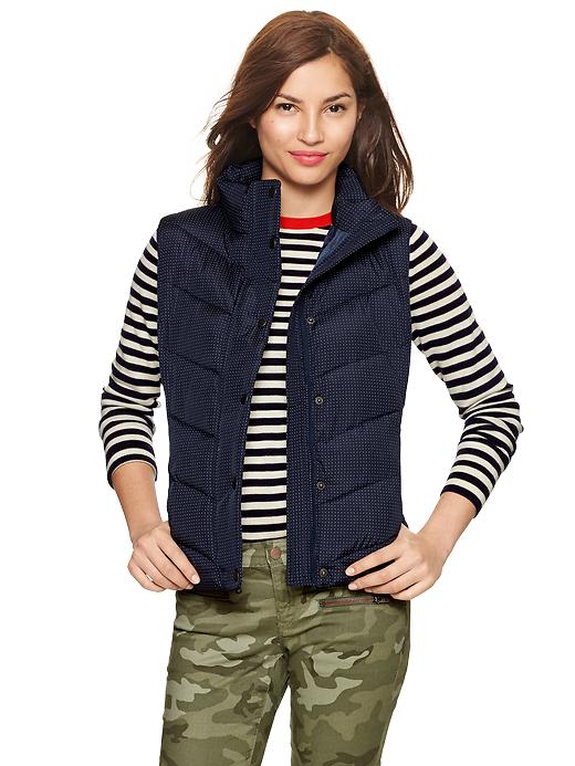 1 of 8 showing, with the color navy dot of product Dot puffer vest