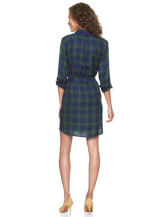 2 of 8 showing, with the color green plaid of product Plaid flannel shirtdress