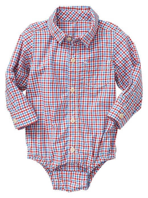 1 of 8 showing, with the color small check of product Americana plaid button-up bodysuit