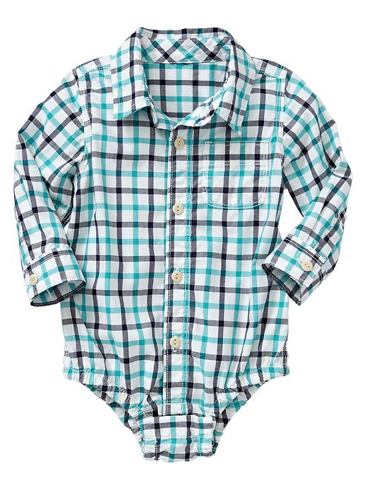 1 of 8 showing, with the color green check of product Checkered button-up bodysuit