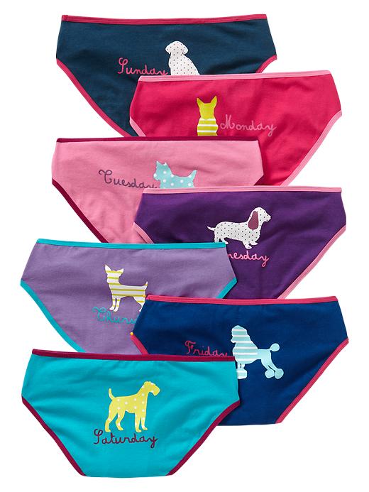 1 of 8 showing, with the color multi of product Days-of-the-week dog low-rise bikini (7-pack)