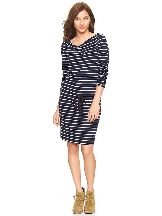 1 of 8 showing, with the color dark night of product Stripe cowlneck dress