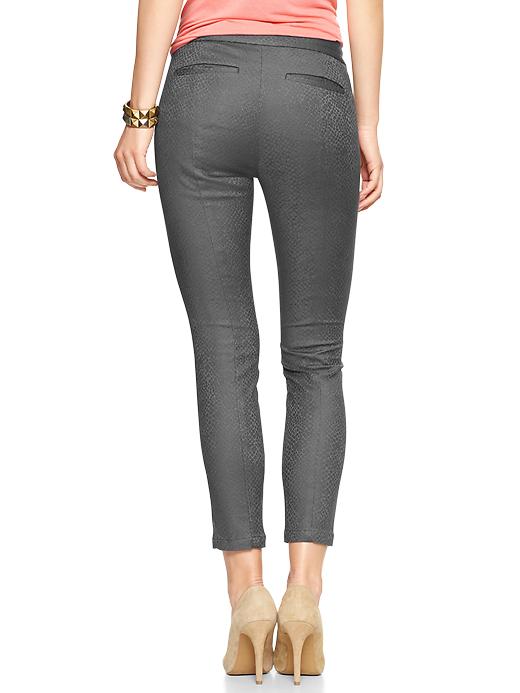 2 of 8 showing, with the color charcoal jacquard of product Jacquard super skinny skimmer khakis