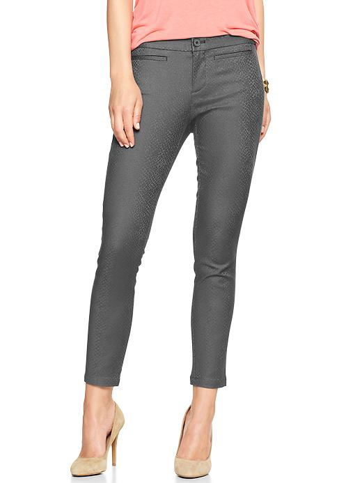 1 of 8 showing, with the color charcoal jacquard of product Jacquard super skinny skimmer khakis