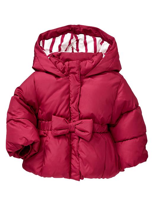 1 of 8 showing, with the color bright ruby of product Warmest puffer bow jacket