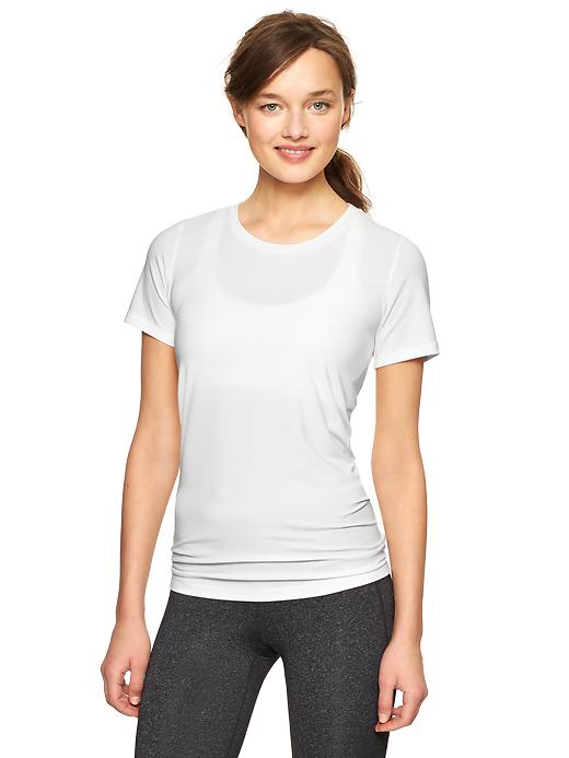 1 of 8 showing, with the color optic white of product GapFit Breathe crew T